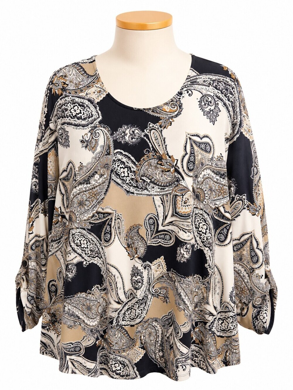Allison Daley Women's Paisley Print Slinky Stretch Knit Tunic Top 3X Casual